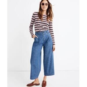 Madewell Blue Wide-Leg Cropped Jeans